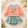 Conjunto cochecito coral y verde agua