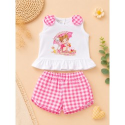Conjunto niña helado playa